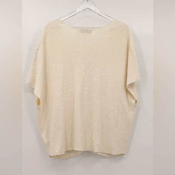 Free People Beach Jaclyn Sweater Top Oversized Casual Deep Neckline Cream Medium - Picture 6 of 9